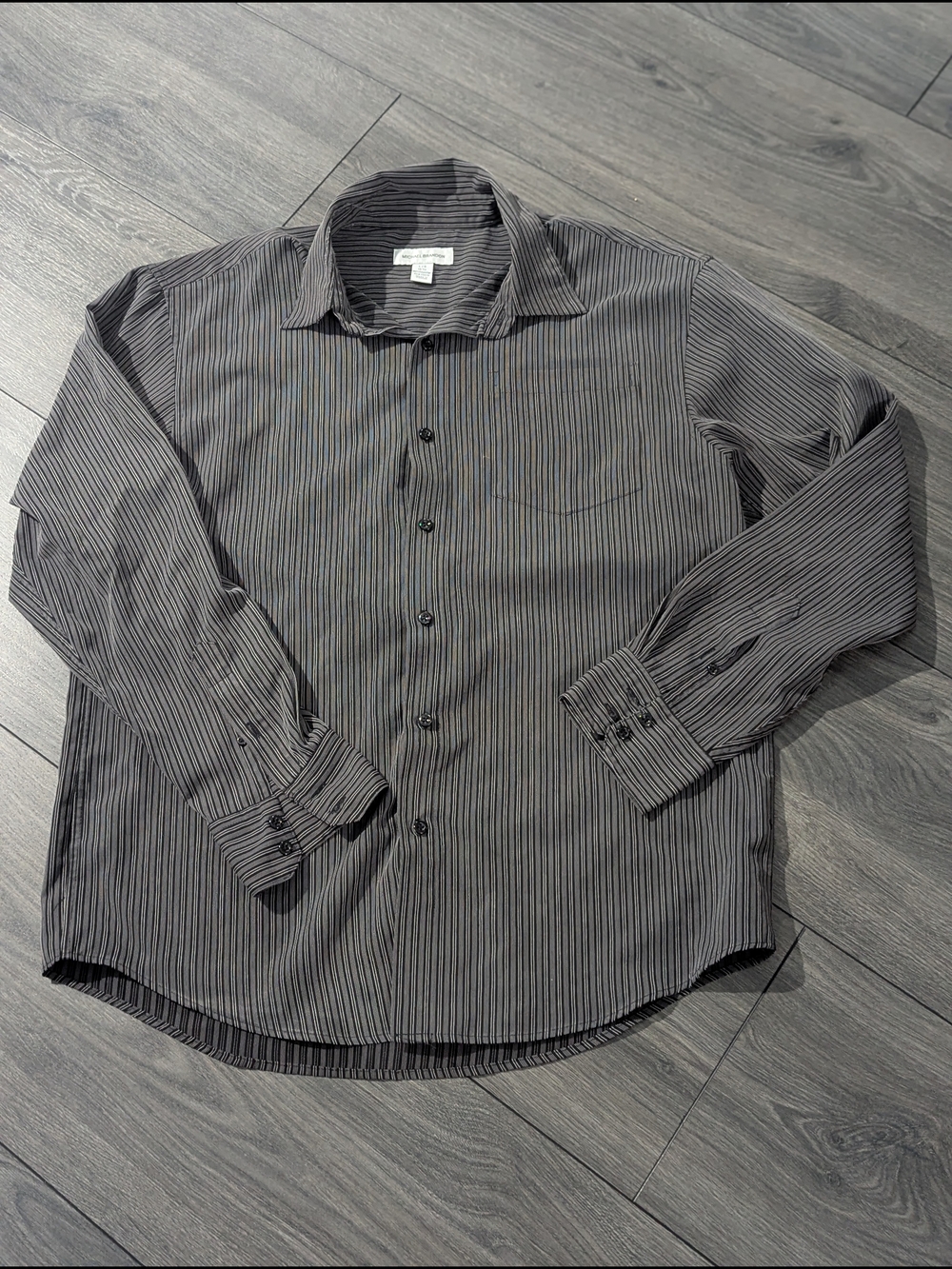 Michael Brandon Black and Gray Pinstripe Dress Shirt
